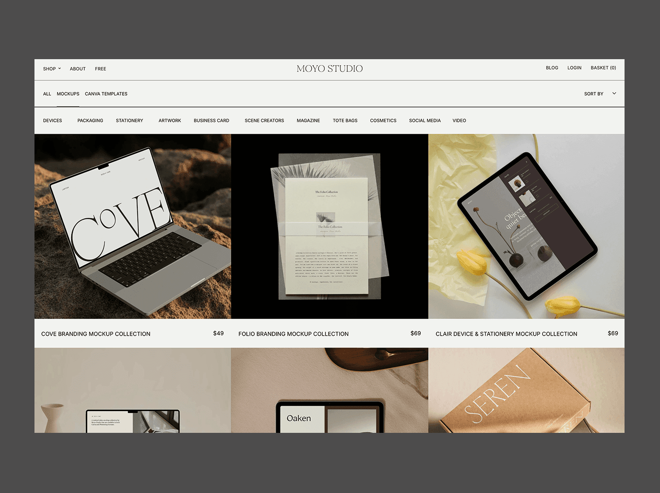 Warm-toned mockup shop layout featuring stationery, device, and branding scenes, styled with soft natural light for premium visual storytelling