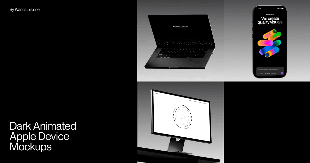 Dark Animated Apple Device Mockups | WANNATHIS.ONE