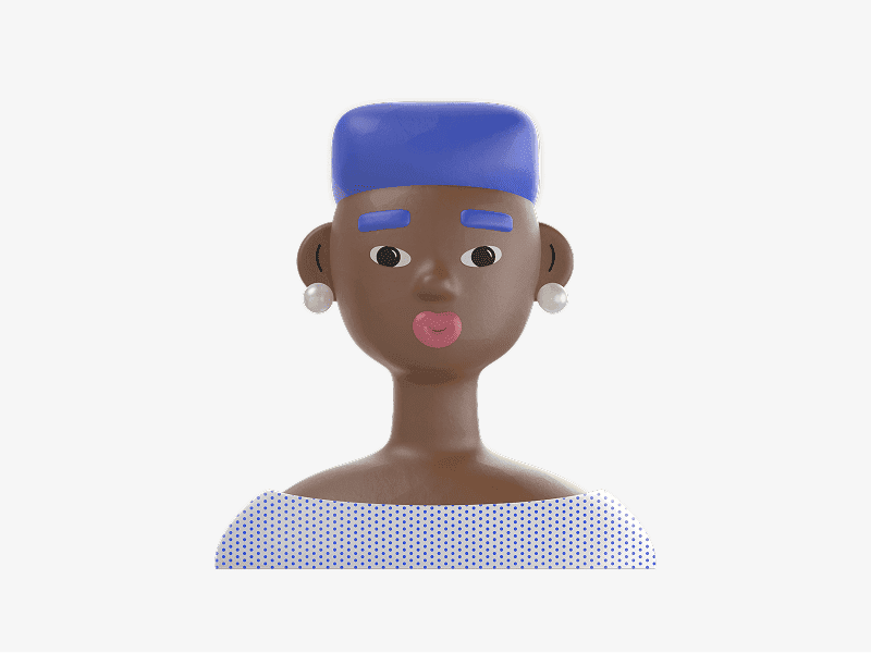 3D avatar with flat blue haircut