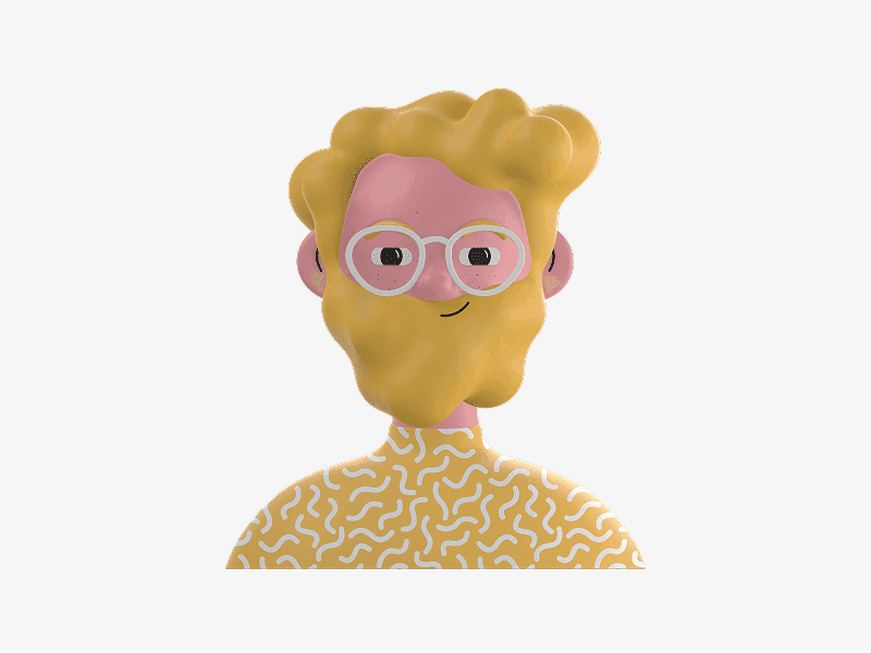 3D avatar with blonde beard and white glasses