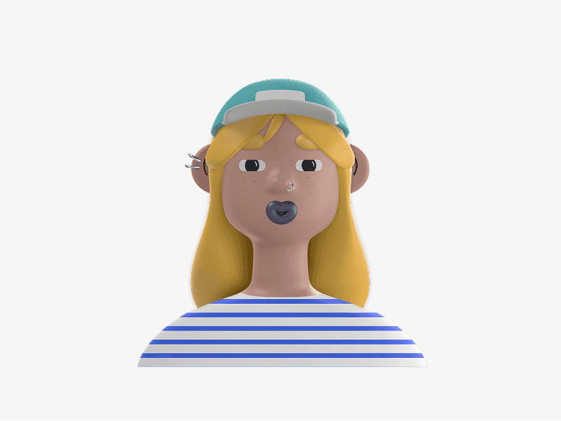 3D avatar wearing cap and striped shirt