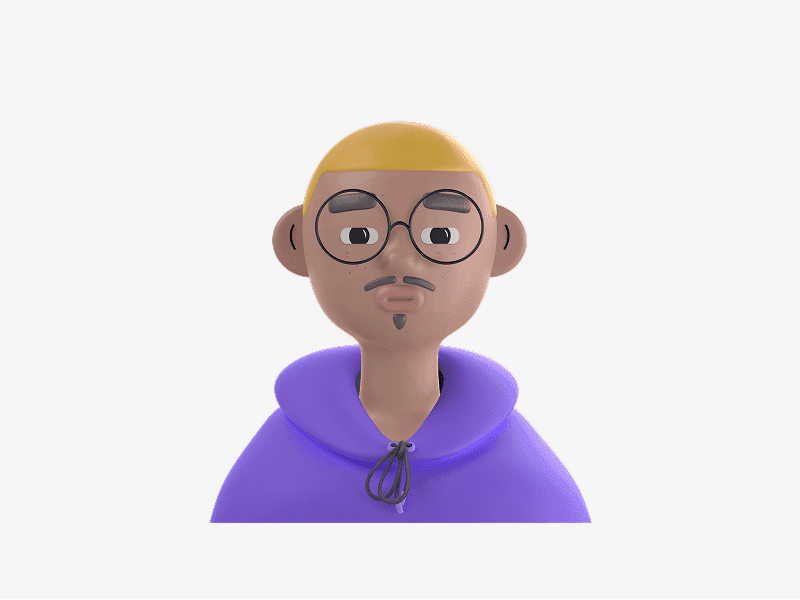 3D online avatar with round glasses