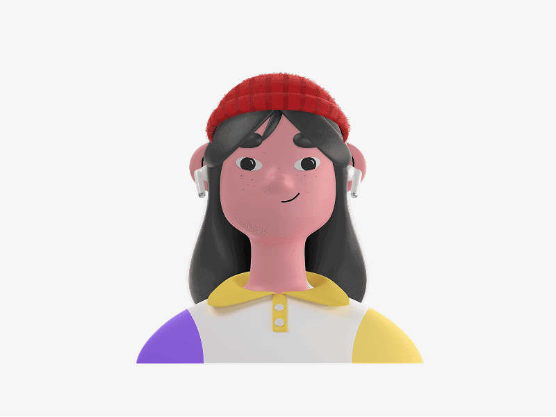 3D online avatar wearing a red beanie