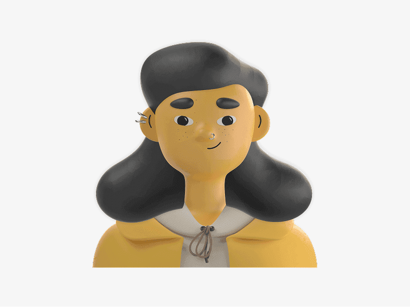 3D online avatar with long dark hair