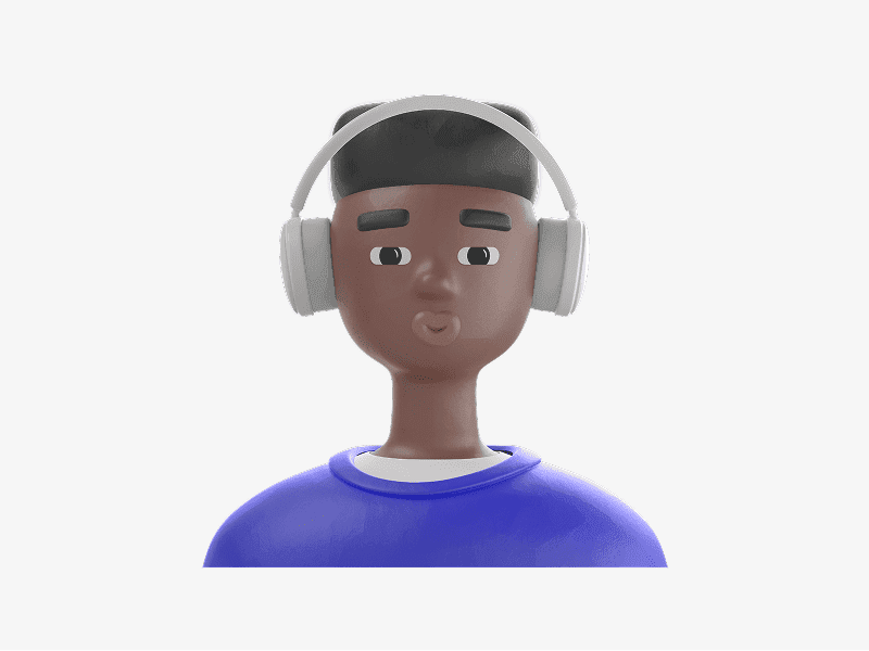 3D online avatar wearing headphones