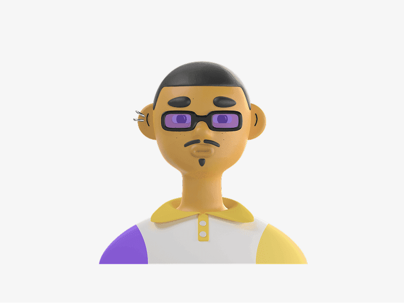 3D online avatar with square glasses
