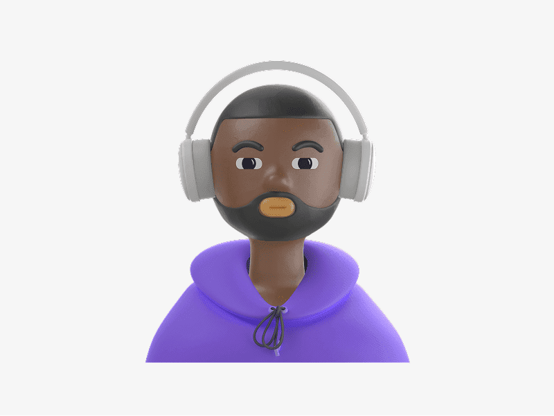 3D online avatar with beard and hoodie