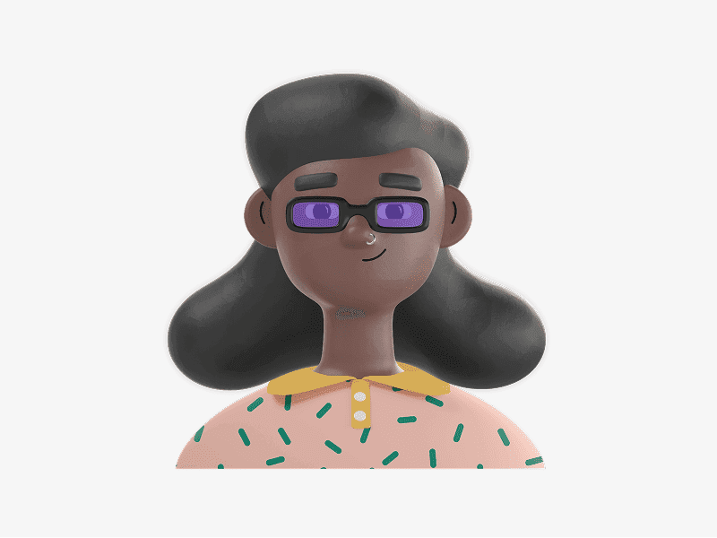3D online avatar with glasses and dark hair