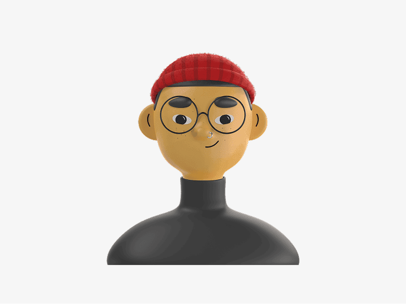 3D online avatar with beanie and glasses