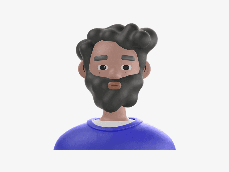 3D online avatar with beard and blue shirt