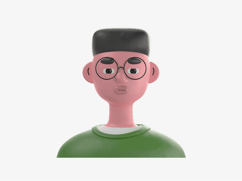 3D online avatar with short hair and green shirt