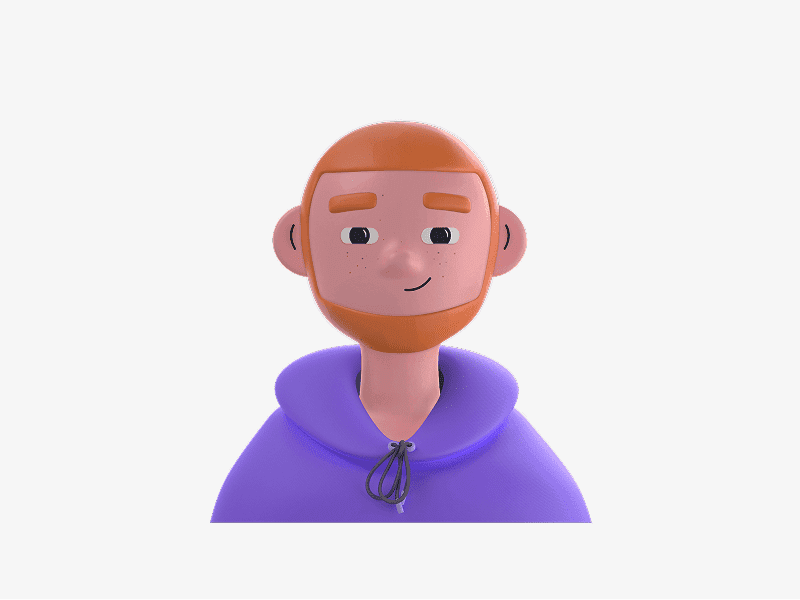 3D online avatar with ginger hair and hoodie