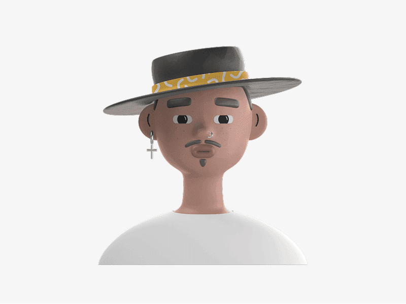 3D online avatar with wide brim hat