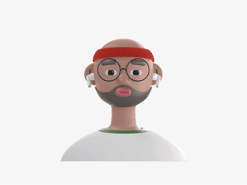 3D online avatar with red beanie and beard