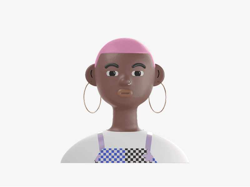 3D online avatar with large hoop earrings