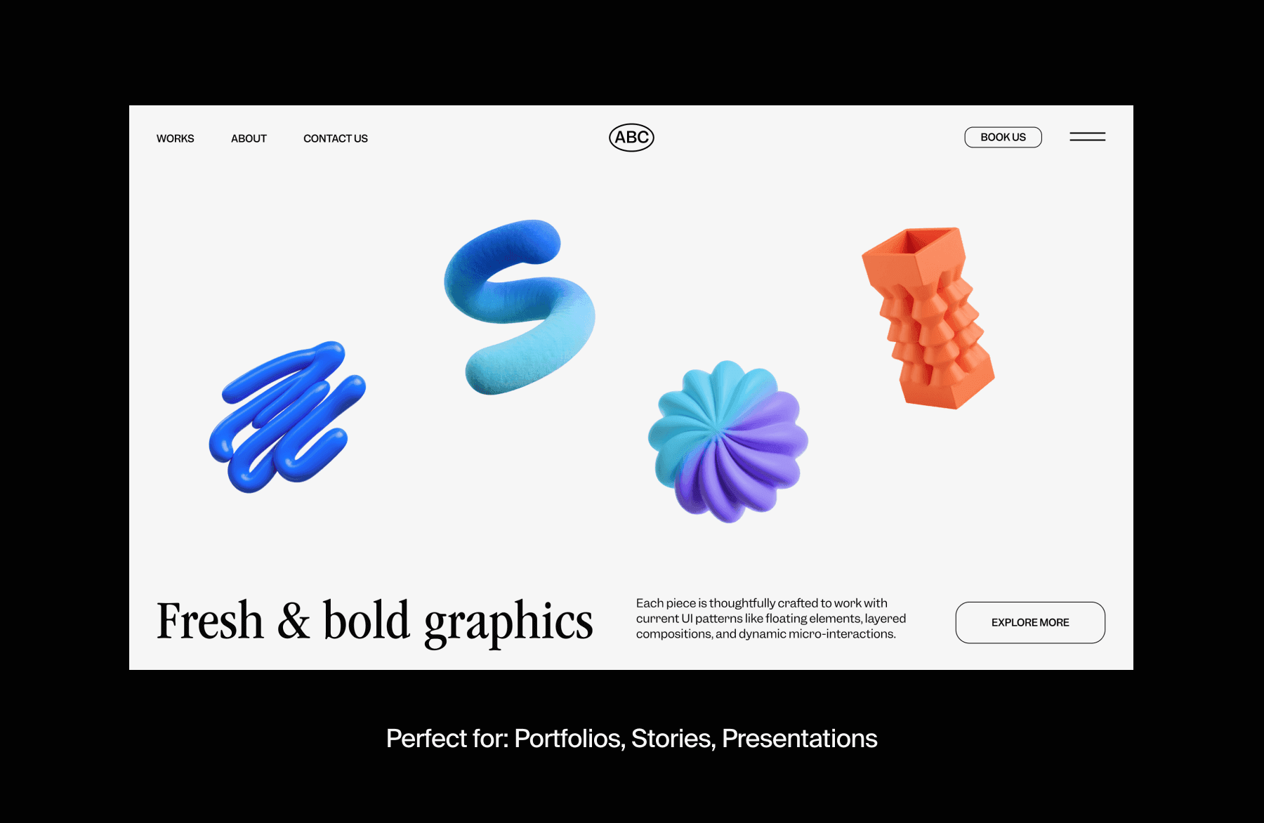 Organic abstract 3d shapes for marketing projects