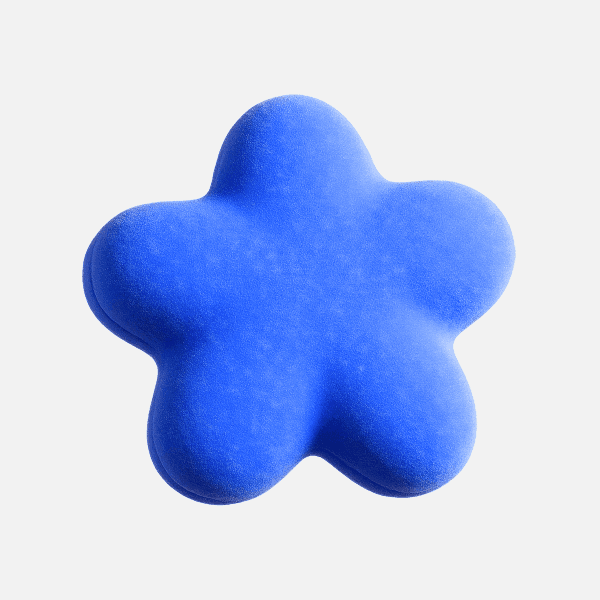3D blue soft star-shaped abstract object
