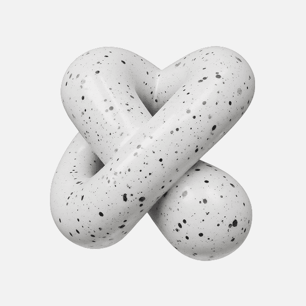 3D speckled white crossed tubular abstract shape