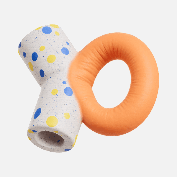 3D speckled tubular shape with orange ring attachment