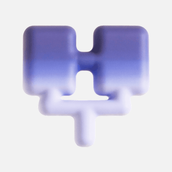 3D gradient purple and white blocky abstract symbol