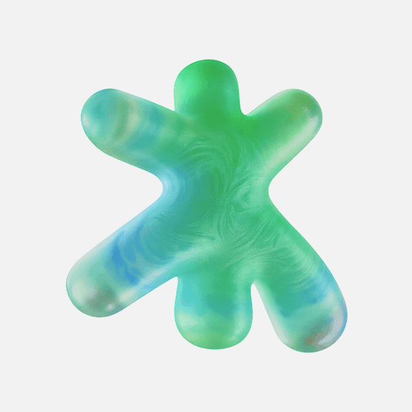 3D translucent green asterisk-like abstract object