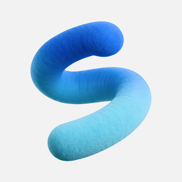 3D gradient blue curved tubular abstract shape