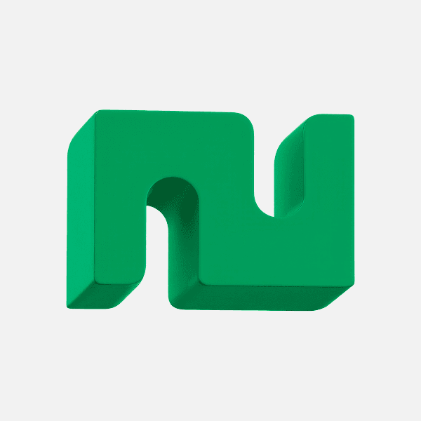3D solid green angular abstract symbol