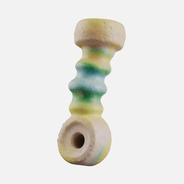 3D textured yellow-green vertical rod abstract object