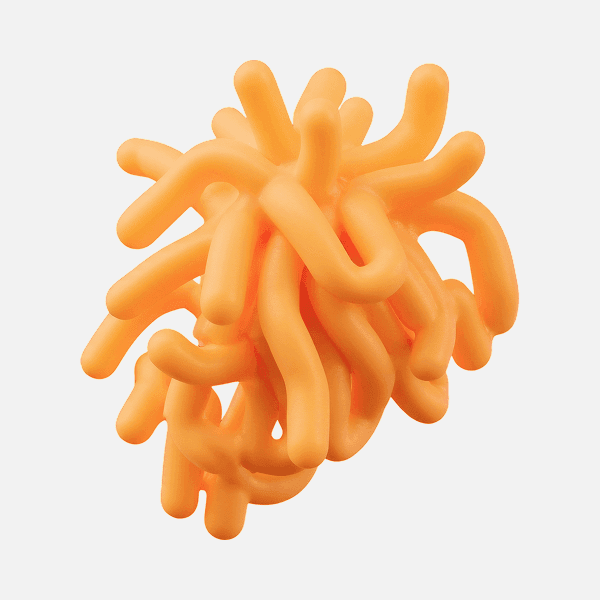 3D bright orange tangled tubular abstract sculpture