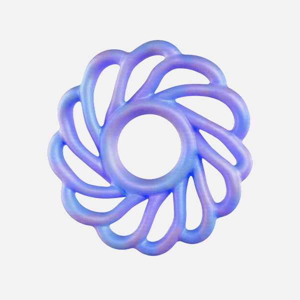 3D purple and blue twisted loop abstract shape