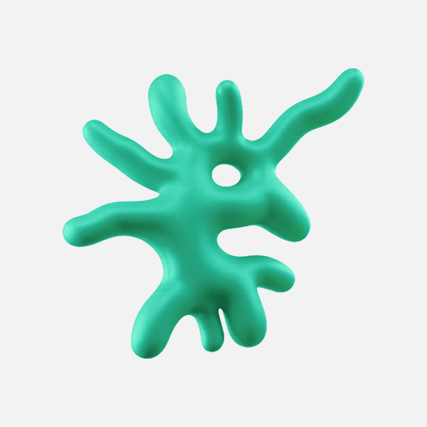 3D glossy green branching abstract shape with circular cutout