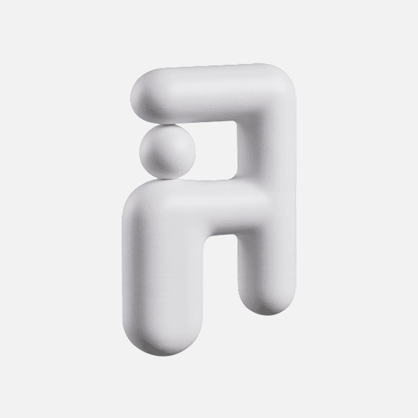 3D white tubular abstract symbol resembling geometric figure
