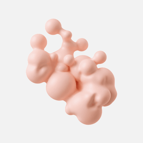 3D peach-colored clustered spheres abstract sculpture