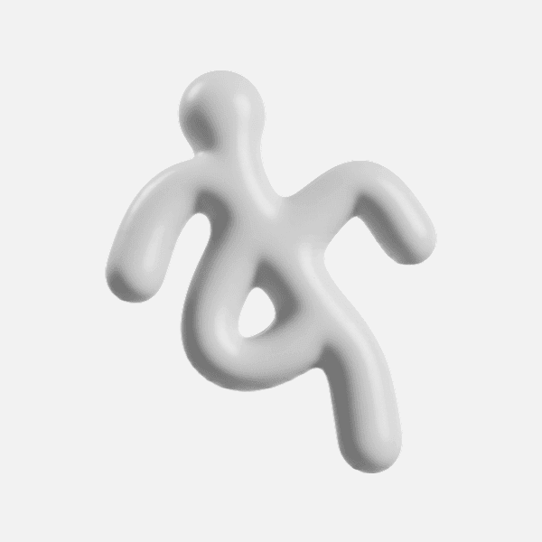 3D matte white tubular abstract shape with dynamic curves