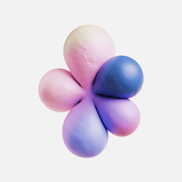 3D gradient pastel flower-like abstract shape with five petals