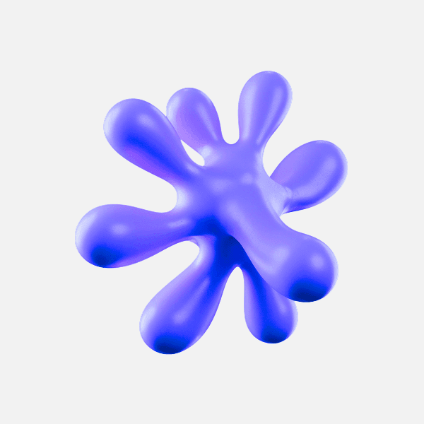 3D glossy blue splash-like abstract object