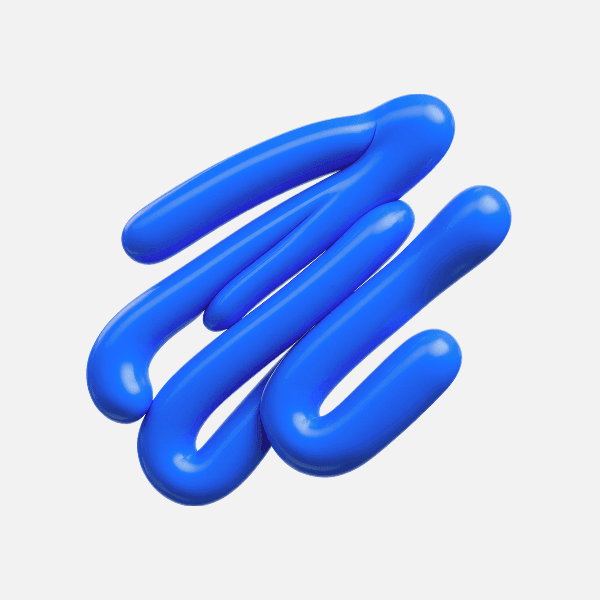 3D glossy blue scribble-like tubular abstract shape