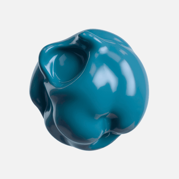 3D glossy dark teal organic abstract sphere