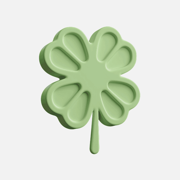 3D pastel green four-leaf clover abstract shape