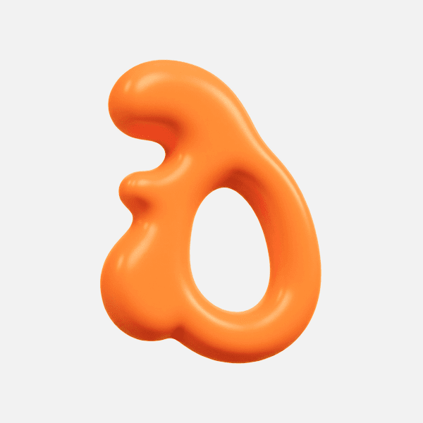 3D glossy orange hollow abstract loop shape