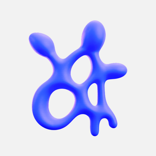 3D glossy blue organic branching abstract shape with holes