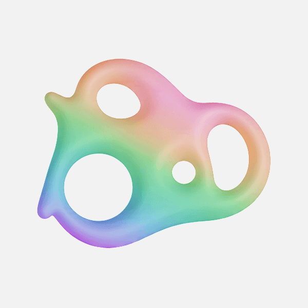 3D gradient pastel rainbow abstract shape with circular cutouts
