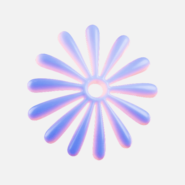 3D glossy purple radial burst abstract shape with soft gradient highlights