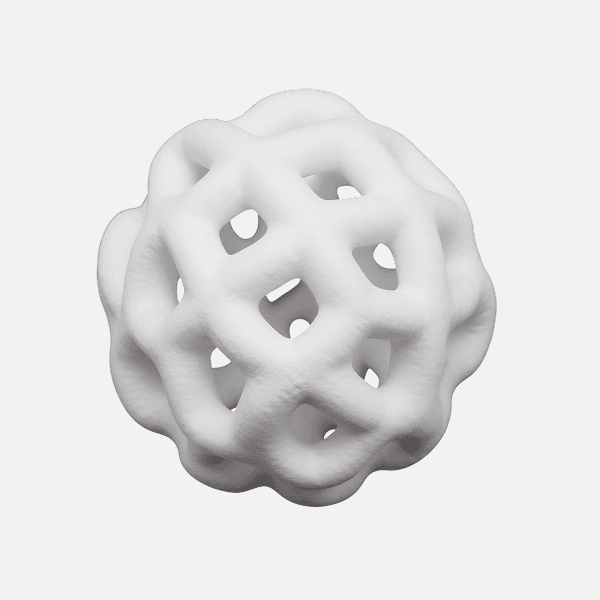 3D matte white lattice sphere abstract structure