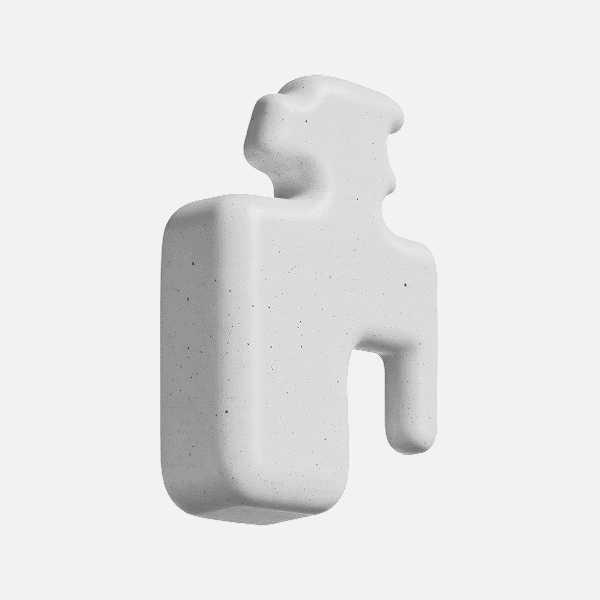 3D matte white abstract humanoid figure sculpture