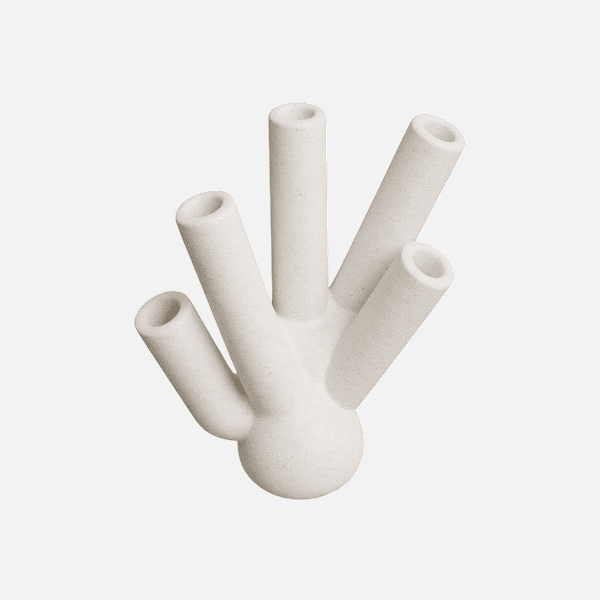3D matte white tubular branching abstract structure