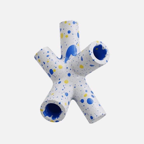 3D speckled white tubular star abstract object