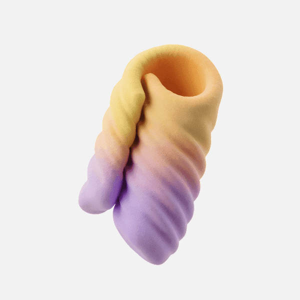 3D gradient yellow-to-purple twisted spiral abstract object