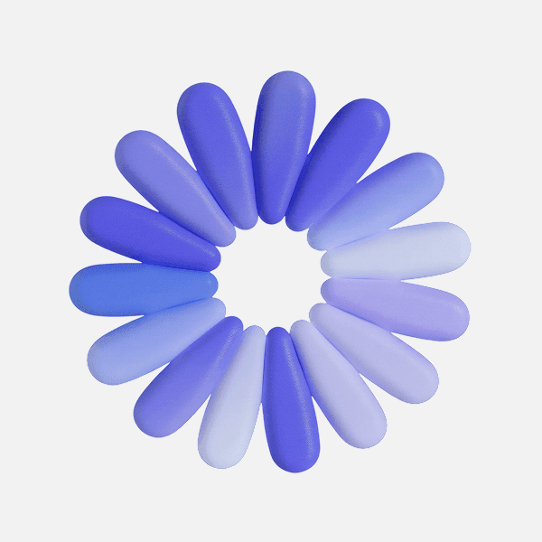 3D gradient blue radial abstract ring shape with elongated petals