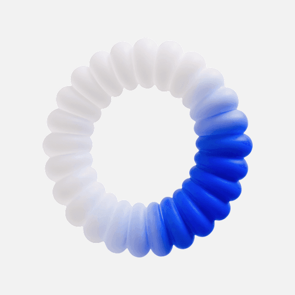 3D blue to white gradient ribbed circular abstract shape